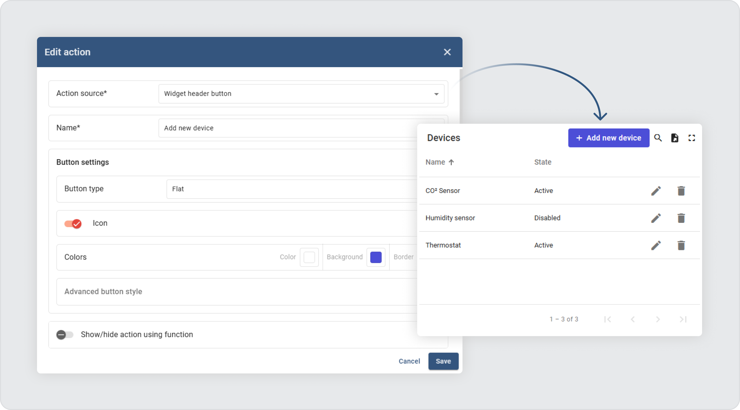 ThingsBoard edit action menu